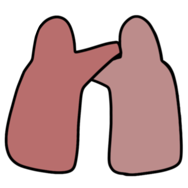 two pink torso and up forms, each with one arm around the others shoulder. Left is darker pink than the right. 